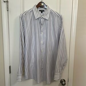 Banana Republic Men’s Long Sleeve Purple Navy Stripe Slim Fit Dress Shirt Sz XL